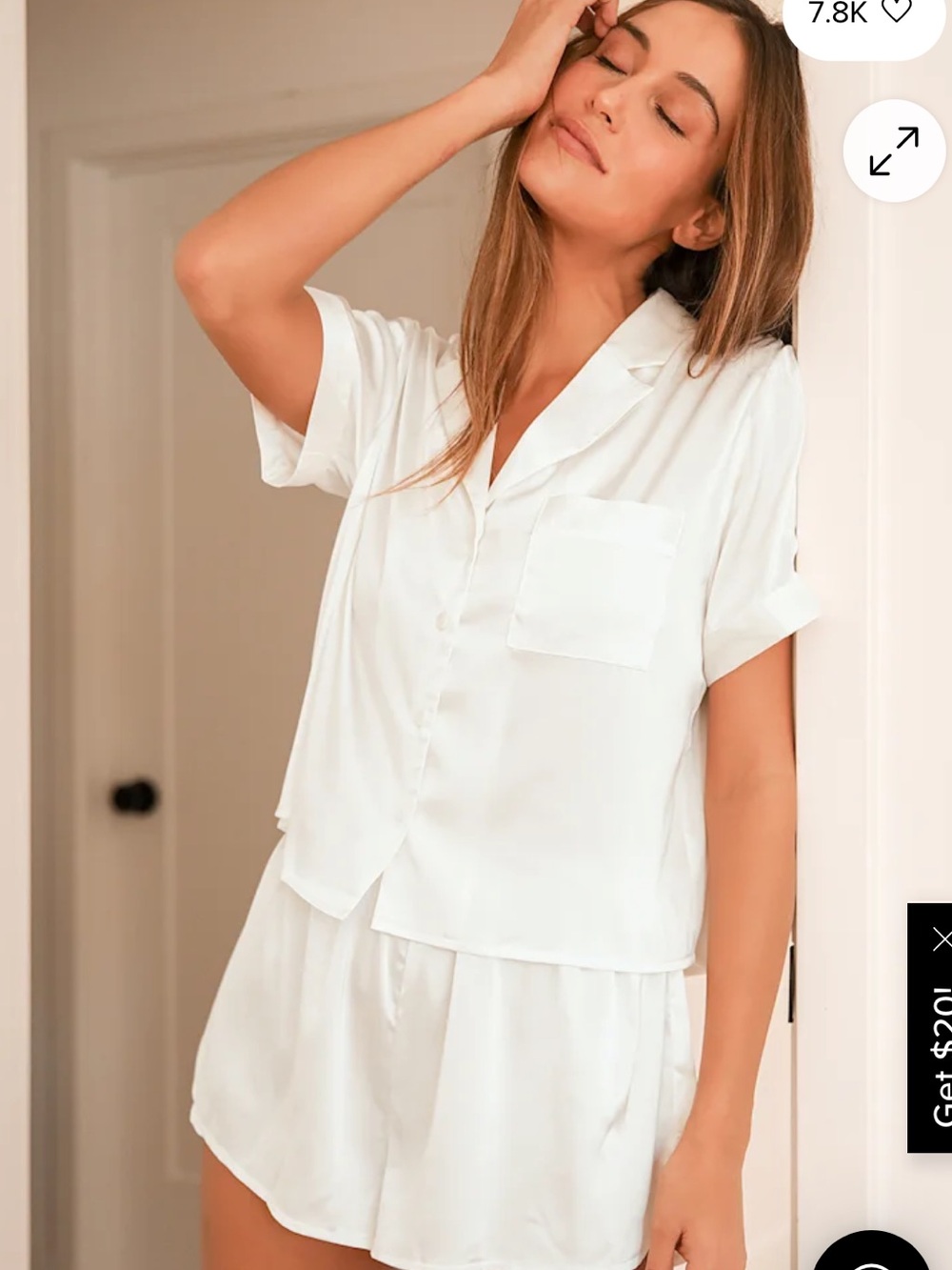 Lulus White Satin Short Sleeve Pajama Set